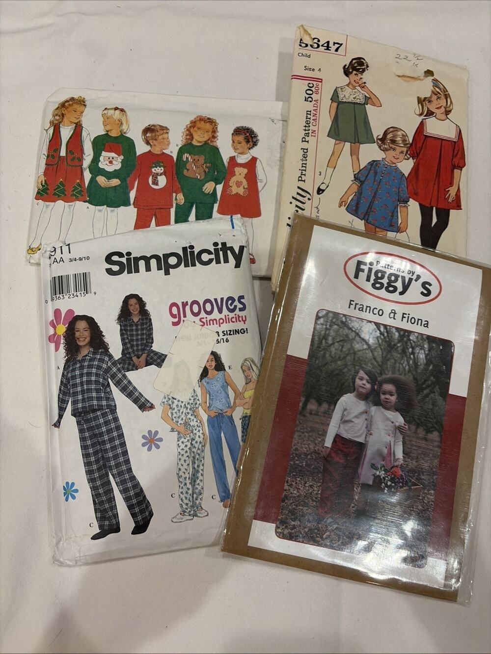 Your Choice One Of Four Kids Sewing Patterns. B4650, S5647, S8911, and Figgy’s
